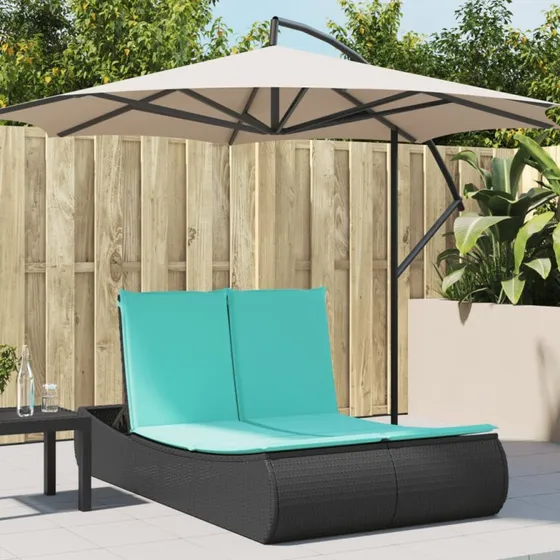 vidaXL dobbelt loungesofa med hynder i sort polyrattan