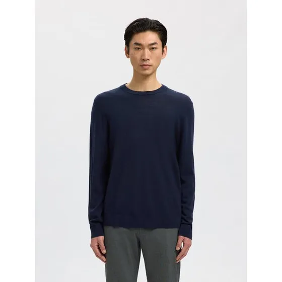 Slhtray Merino Crew Neck Striktrøje til Herre