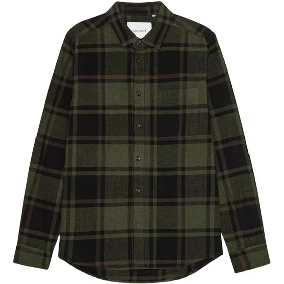 Les-Deux Jeremy Check flannelskjorte - Duffel Bag Green