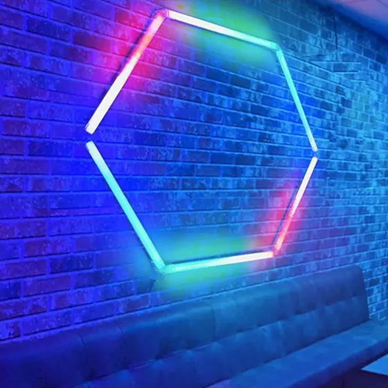 Hexagon RGBIC 1 felt sæt med Bluetooth controller og strømforsyning