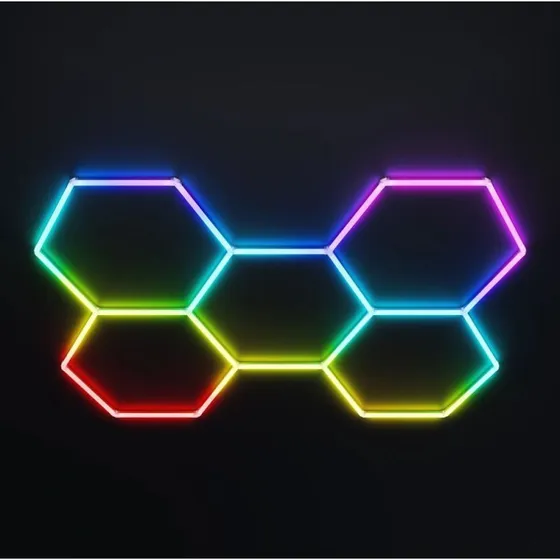 Hexagon RGBIC 5-felts komplet sæt - 80W med Bluetooth-controller