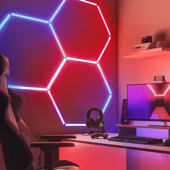 Hexagon RGBIC 3-felts sæt - 50W med Bluetooth-controller