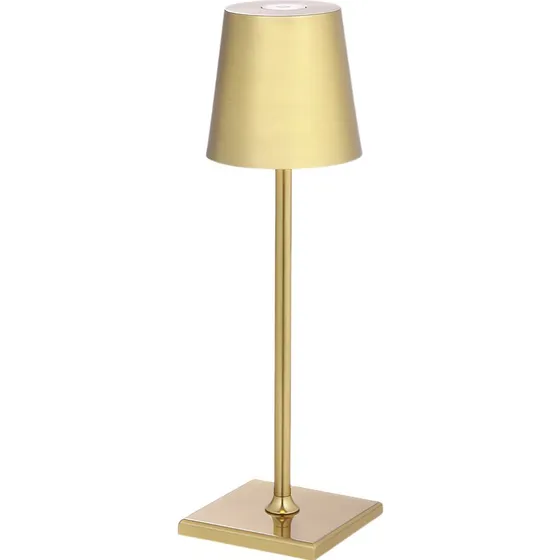 Opladelig LED mini bordlampe i guld med touch-dæmpning og IP54