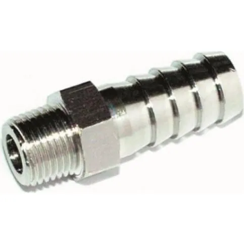 Flowconcept slangestuds 6mm x 1/4" udvendigt gevind, forniklet messing