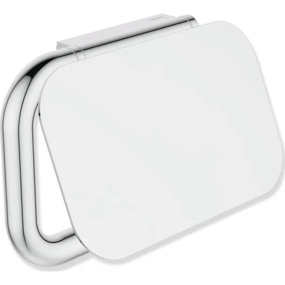 Hewi toiletrulleholder med låg i blank krom