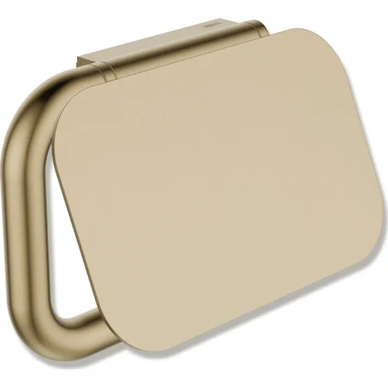 Hewi toiletrulleholder med låg, børstet messing