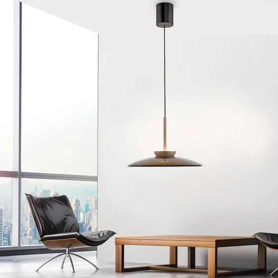 Paul Neuhaus E-Moon LED-hængelampe, Bronze/Rav, Ø50 cm