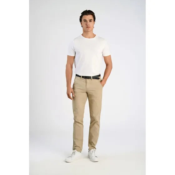 Lindbergh Chinos Slim Fit - Sand (med bælte, stretch)