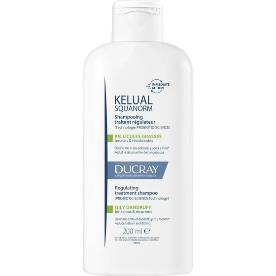 Ducray Kelual Squanorm Shampoo mod fedtet skæl, 200 ml