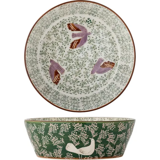 Bloomingville Hezha Skål, Grøn Stentøj, Ø28 cm
