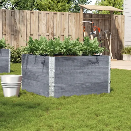 vidaXL plantekasse 100x100 cm i massivt fyrretræ, grå