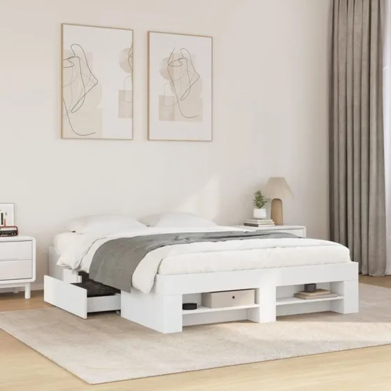 vidaXL Sengestel 140x200 cm med opbevaring - Hvid