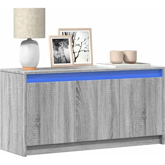 vidaXL TV-bord med LED-lys, 100x34x50 cm, grå sonoma-eg