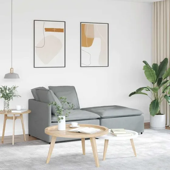 vidaXL modulsofa med fodskammel og hynder, lysegrå
