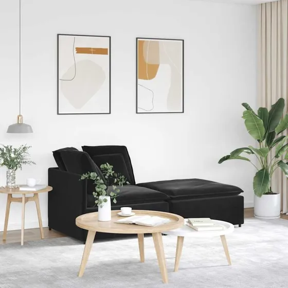 vidaXL modulsofa med fodskammel og hynder i sort fløjl