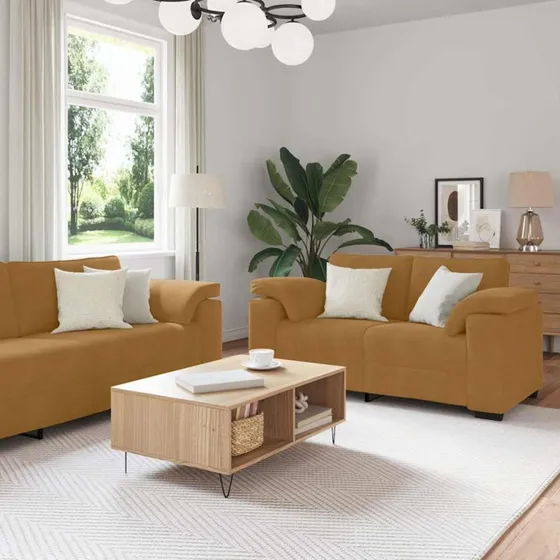 vidaXL sofasæt 3 dele i brun velour