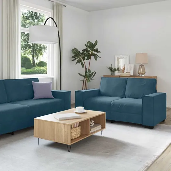 vidaXL sofasæt 2 dele i blå velour