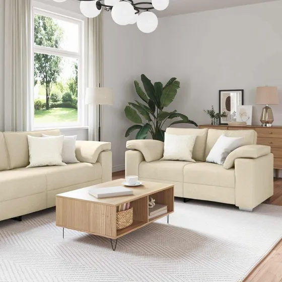 vidaXL Sofa 2- og 3-personers i creme stof