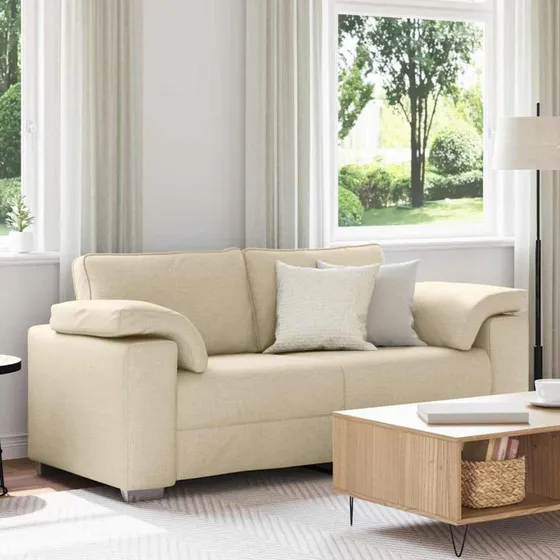 vidaXL Tosæders sofa Creme 180 cm Stof