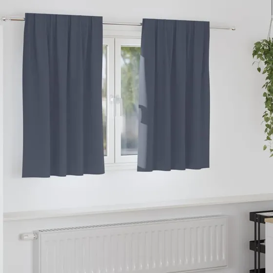 vidaXL Mørklægningsgardiner med ringe, 2 stk, Antracit, 140 x 140 cm