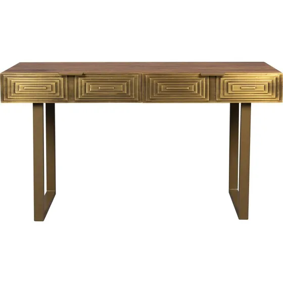 Dutchbone Volan Konsolbord 140x50 cm i gråbrun mangotræ og guld