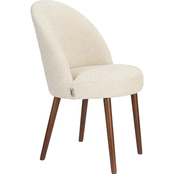 Dutchbone Barbara spisebordsstol - beige bouclé og valnød