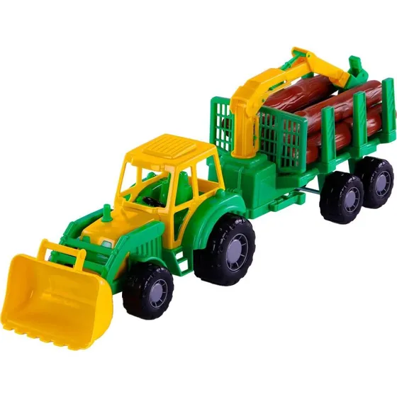Cavallino Junior Traktor med Kranvogn og Træ, 46cm