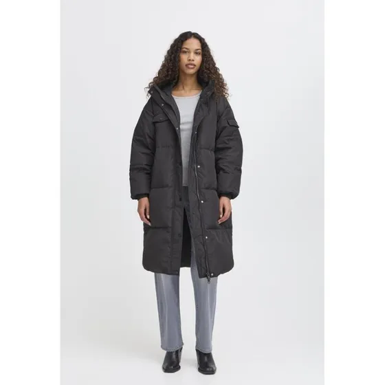 ICHI BUNALA Dunjakke, knælængde – sort