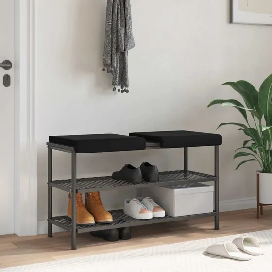 vidaXL Bænkpude 2 stk. Sort Velour 35 cm