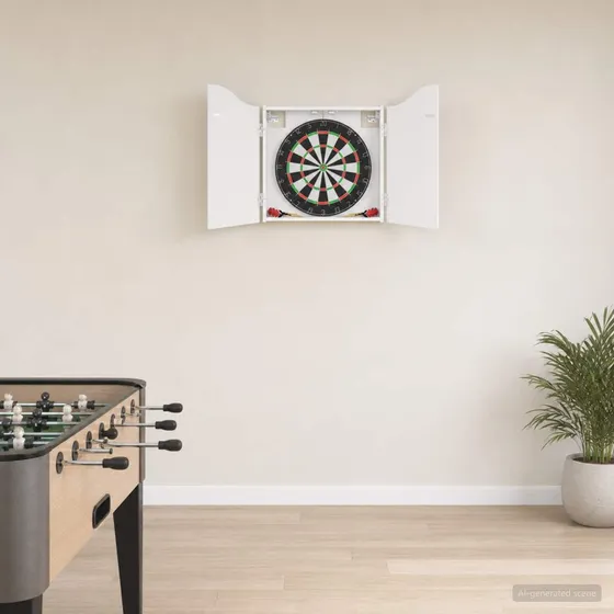 vidaXL Dartboard Skab Hvid Højglans 56x12x63 cm