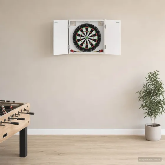 vidaXL Dartskab Hvid 56 x 12 x 53,5 cm i Konstrueret Træ