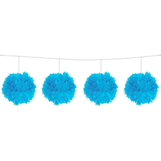 Folat Pompom Guirlande - 3m - Blå