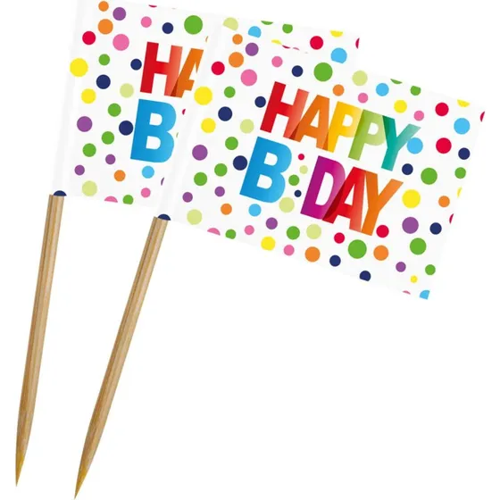 Folat Happy Birthday Party Picks - 50 stk.
