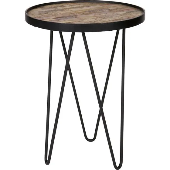 WOOOD Collection Sidebord Lev - Genbrugt Teak & Sort Jern