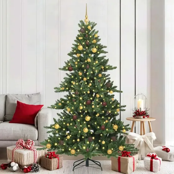 vidaXL Kunstigt Juletræ med 300 LED'er, 210 cm, Grøn