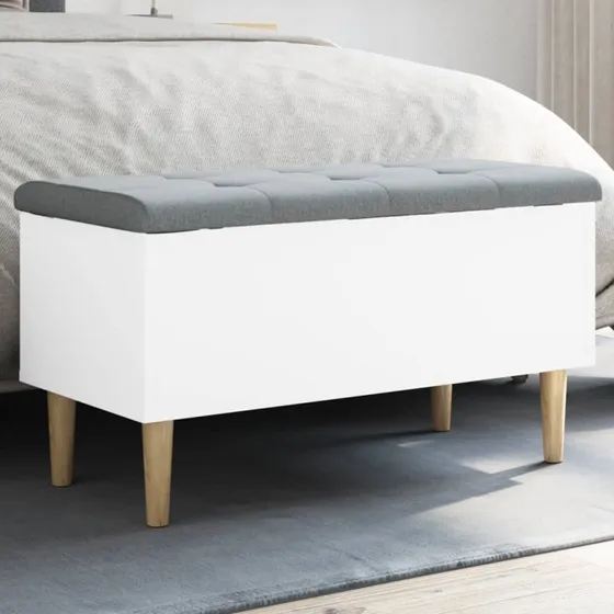 vidaXL opbevaringsbænk 82x42x46 cm i hvidt konstrueret træ