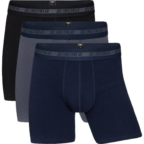 JBS 3-pak bambus boxershorts ekstra benlængde – sort/navy/grå