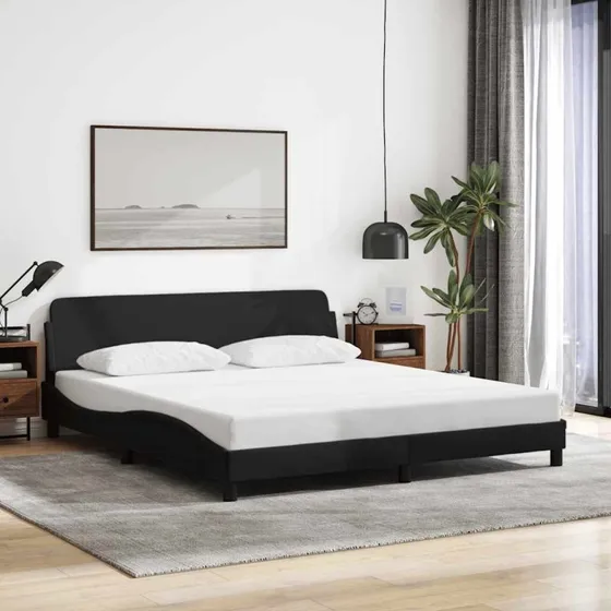 vidaXL sengestel Dover sort stof 180x200 cm
