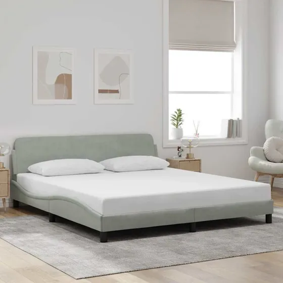 vidaXL sengestel Dover lysegrå fløjl 180x200 cm