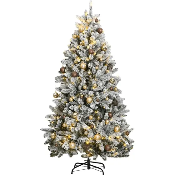 vidaXL kunstigt juletræ 210 cm med 300 LED og kuglesæt