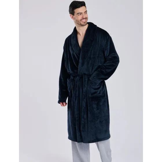 Loungeable The Lounger herrekåbe Waffle Fleece, grå