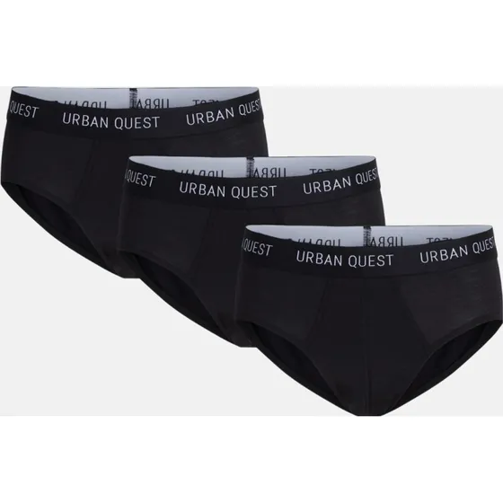 Urban Quest 3-pak bambus herretrusser i sort