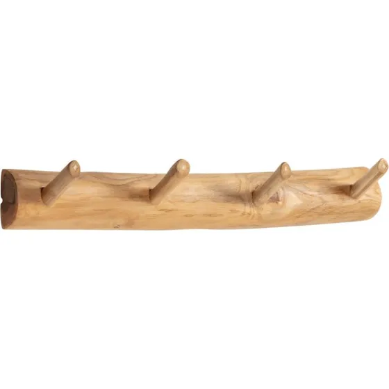 Kave Home Gaillech væghængt knagerække i teaktræ, 63x11 cm