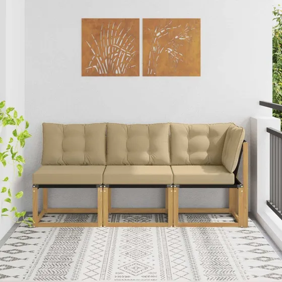 vidaXL 3-delt udendørs sofa i akacietræ, hvid