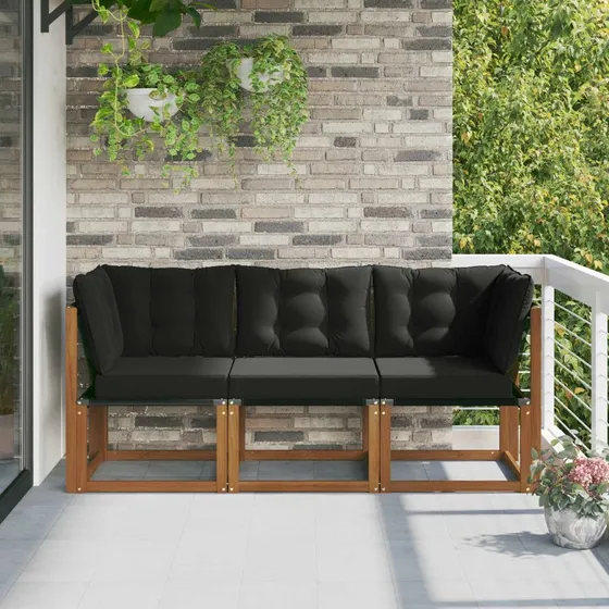 vidaXL 3-delt udendørs sofa i akacietræ, naturfarvet