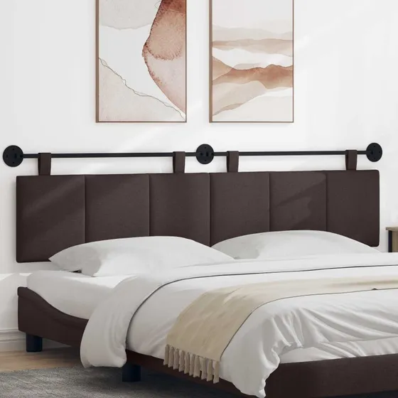 vidaXL Hængende sengegavl Mørk Brun Stof 210 × 55 cm