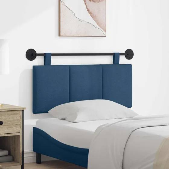 vidaXL Hængende sengegavl Blå Stof 110x55 cm
