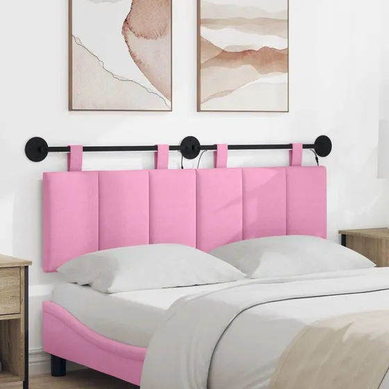 vidaXL Hængende Sengegavl med LED-lys, Lyserød, 150 x 55 cm