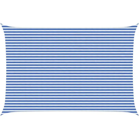 vidaXL Solsejl 4 x 6 m HDPE Rektangulær Blå og Hvid