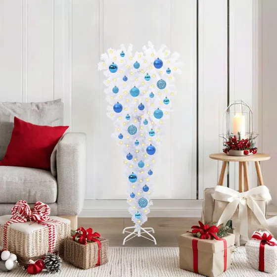 vidaXL Kunstigt juletræ med 150 LED-lys, hvid, 120 cm